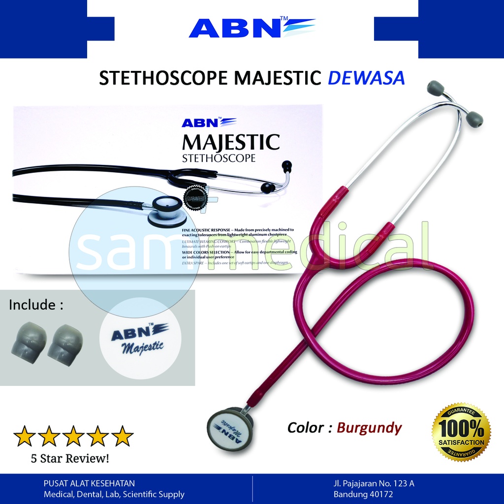 ABN Majestic Stethoscope Dewasa - Burgundy