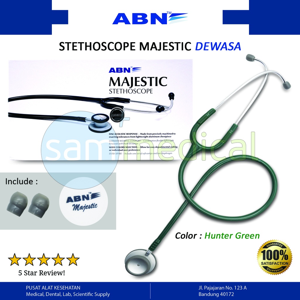 ABN Majestic Stethoscope Dewasa - Hunter Green