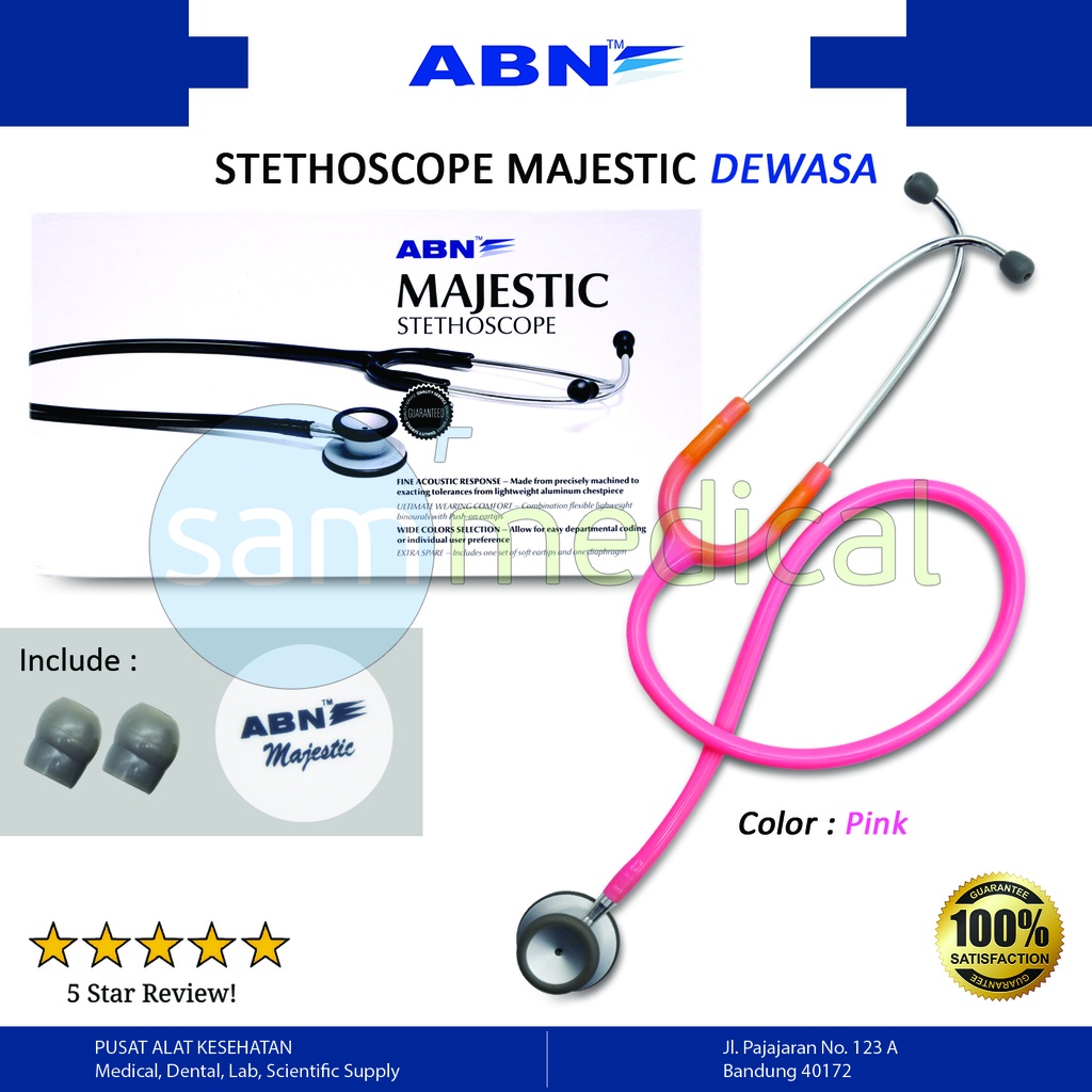 [00120170490] ABN Majestic Stethoscope Dewasa - Pink