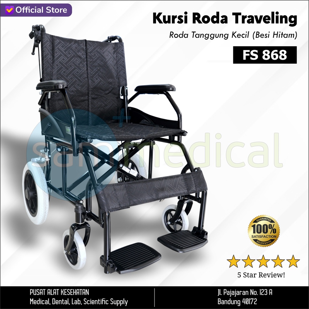 [00120170538] Kursi Roda Besi Hitam (Roda Tanggung Kecil) FS 868 (863ABJ)