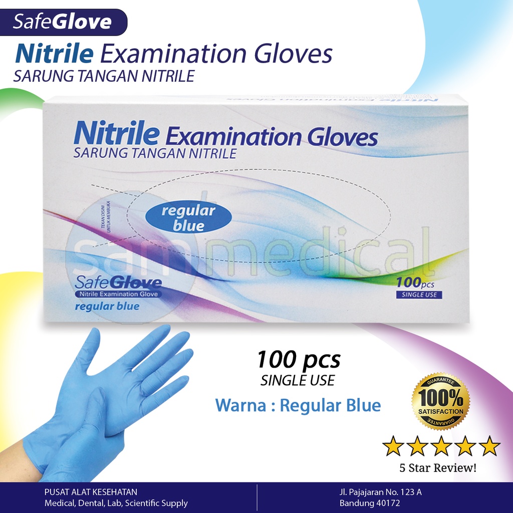 Safe Gloves Nitrile Non Powder Regular Blue S @100pcs