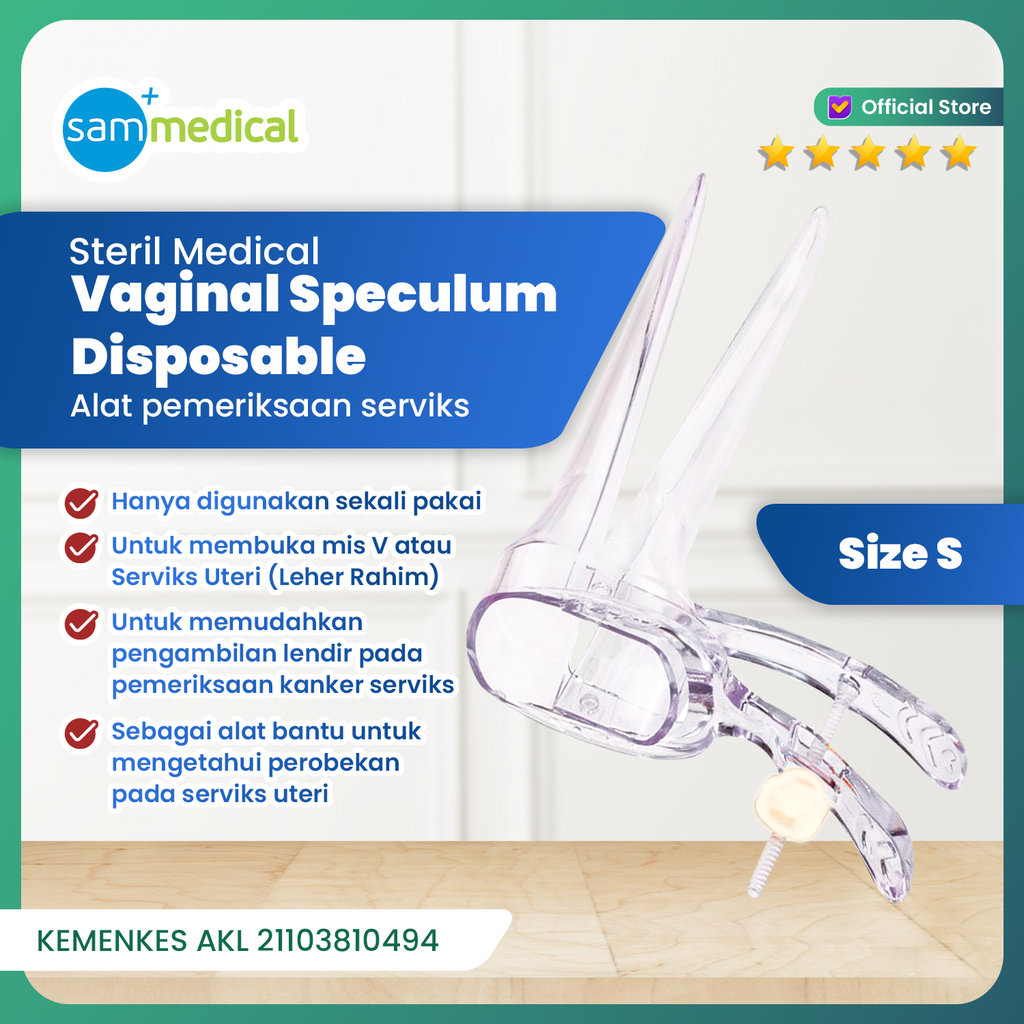 [00120180110] Steril Medical Vaginal Speculum Disposable (plastik) - Size S 