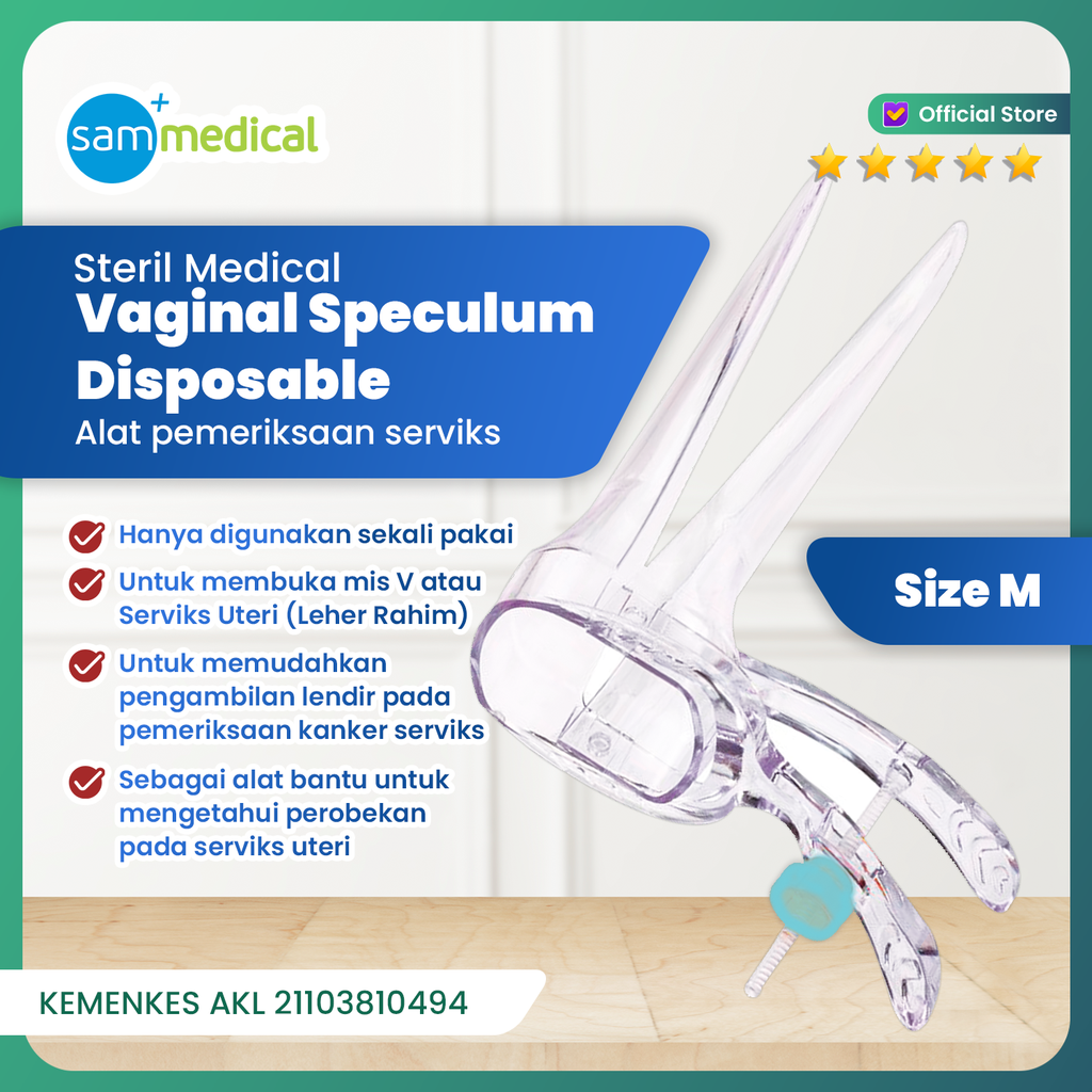 [00120180111] Steril Medical Vaginal Speculum Disposable (plastik) - Size M