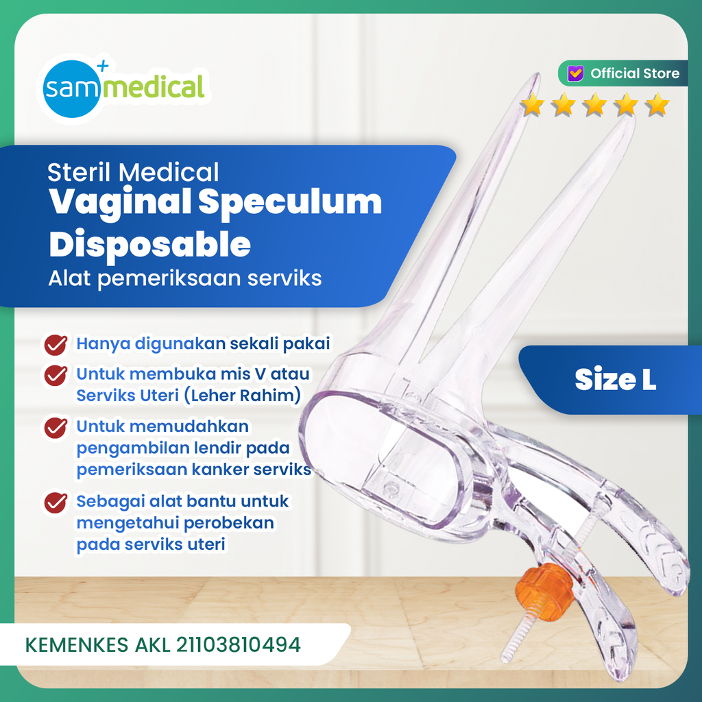 Steril Medical Vaginal Speculum Disposable (plastik) - Size L