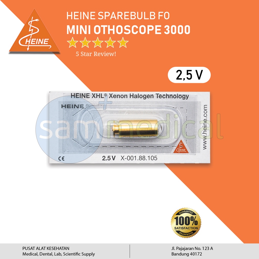 [00120180290] Heine Sparebulb for Mini Otoscope 3000 FO 2.5volt (001.88.105)