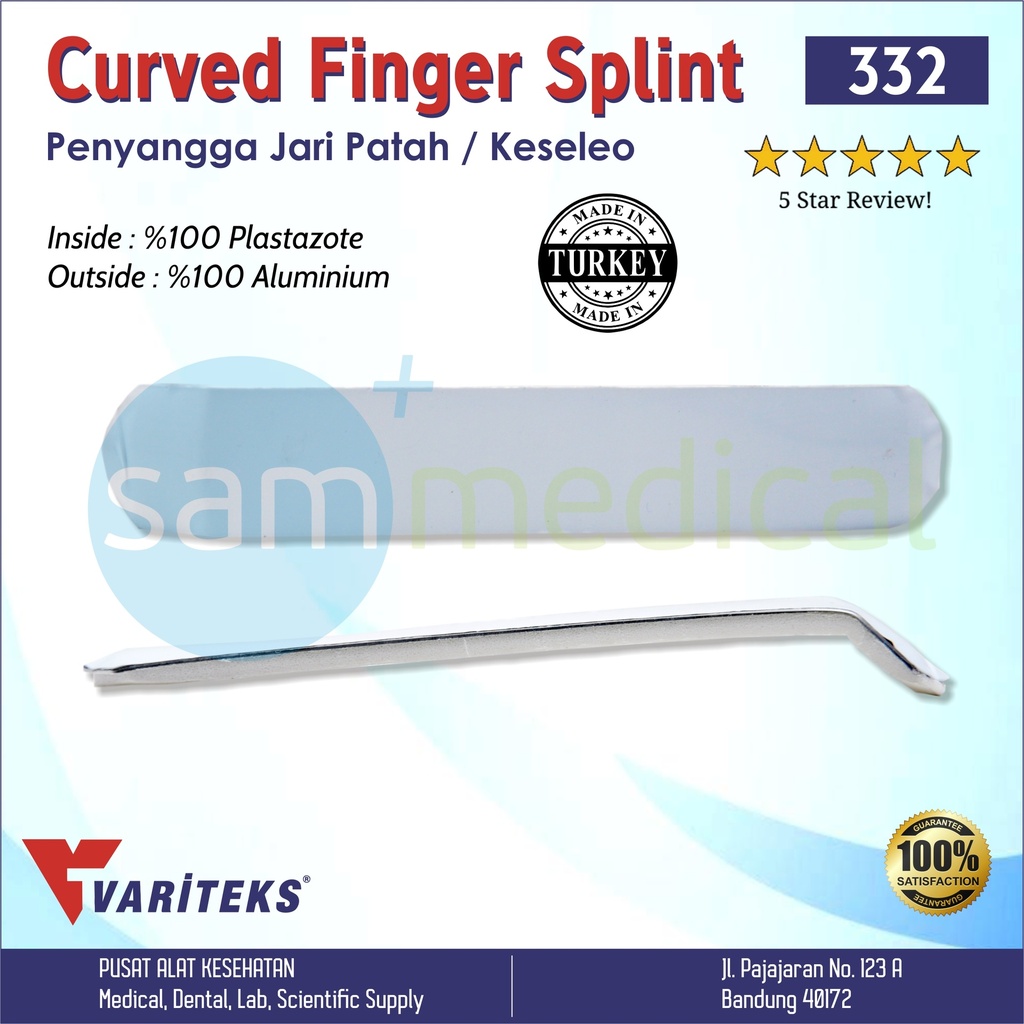 [00120180340] Variteks Curved Finger Splint No 3 - L