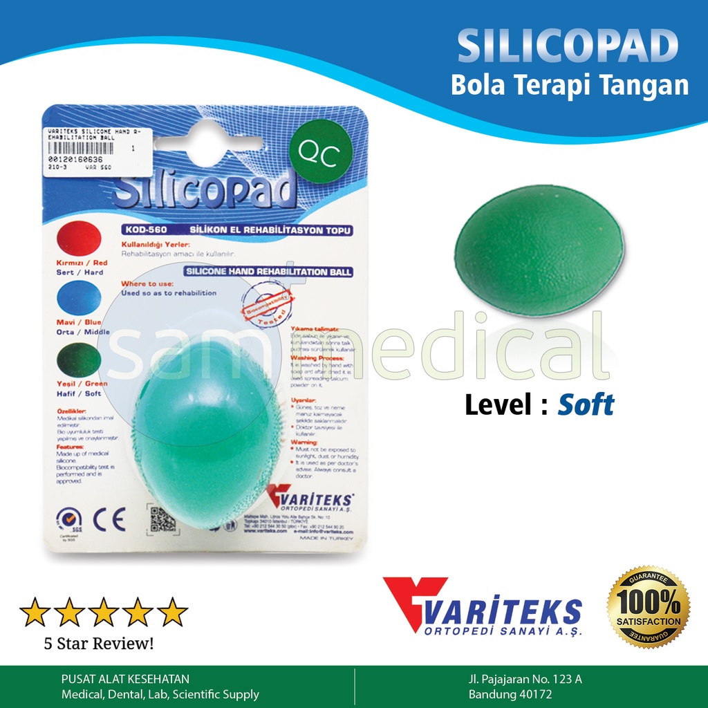Variteks Silicone Hand Rehabilitation Ball Green VAR 560.G