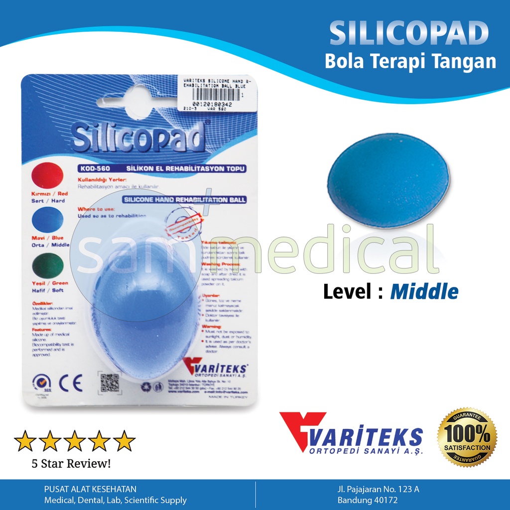 Variteks Silicone Hand Rehabilitation Ball Blue VAR 560.B