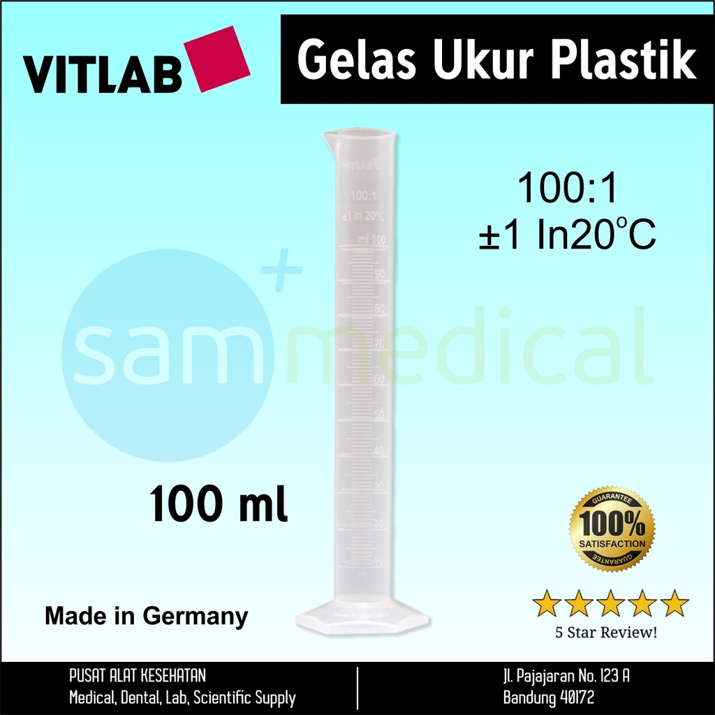 Vitlab Gelas Ukur Plastik Class B PP 100ml (642941)