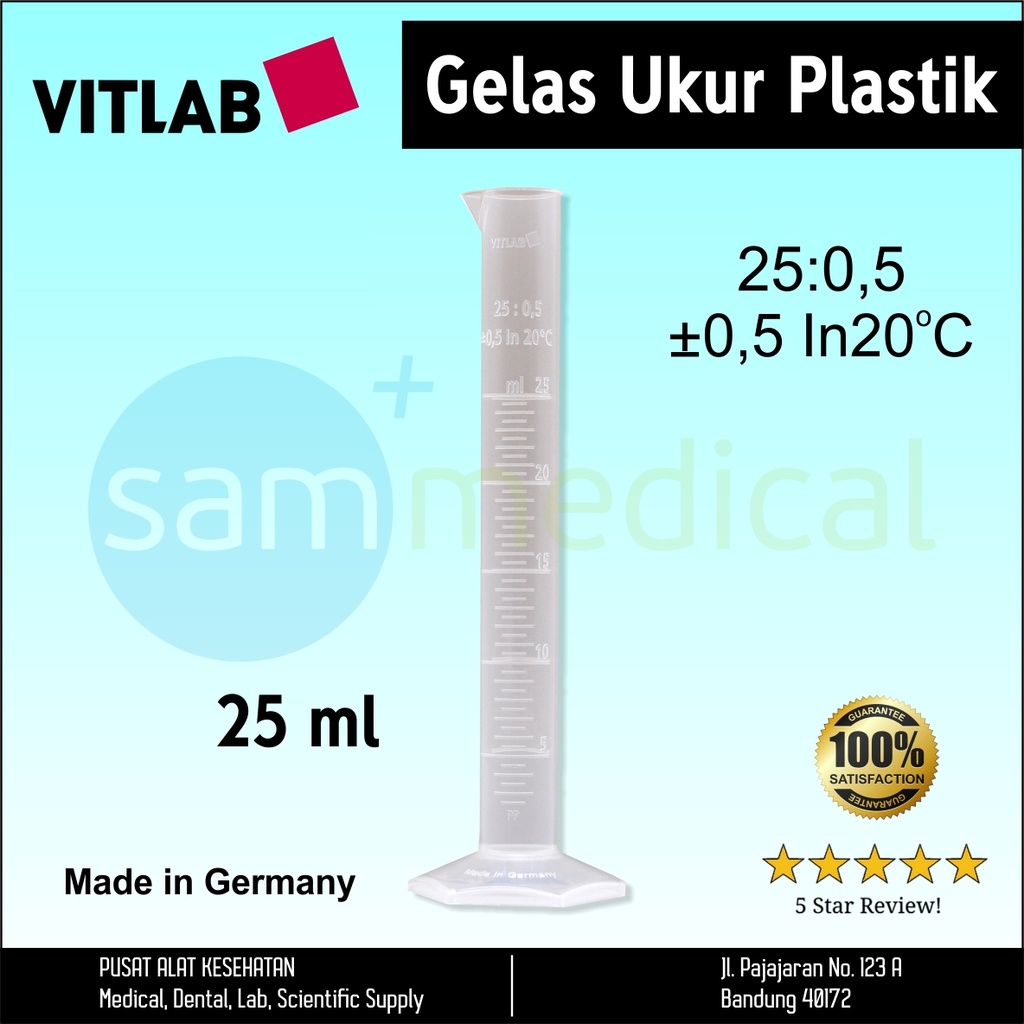 [00320180064] Vitlab Gelas Ukur Plastik Class B PP 25ml(940941)