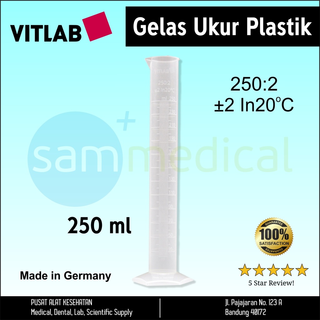 Vitlab Gelas Ukur Plastik Class B PP 250ml(643941)