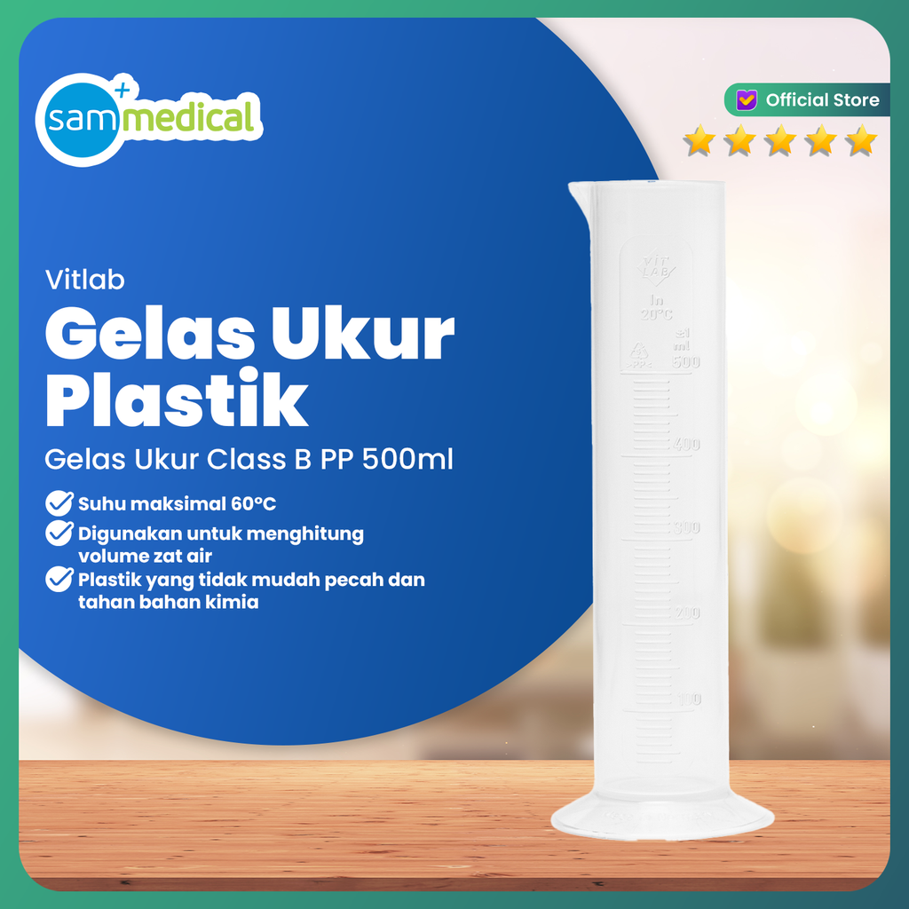 Vitlab Gelas Ukur Plastik Class B PP 500ml (644941)
