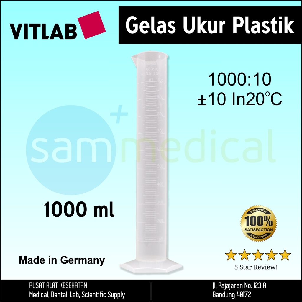 Vitlab Gelas Ukur Plastik Class B PP 1000ml(645941)