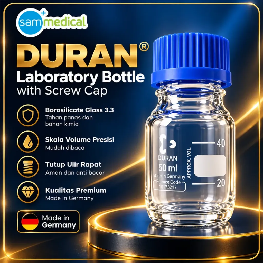 Duran Botol Lab + Blue Screw Cap - 50 ml  