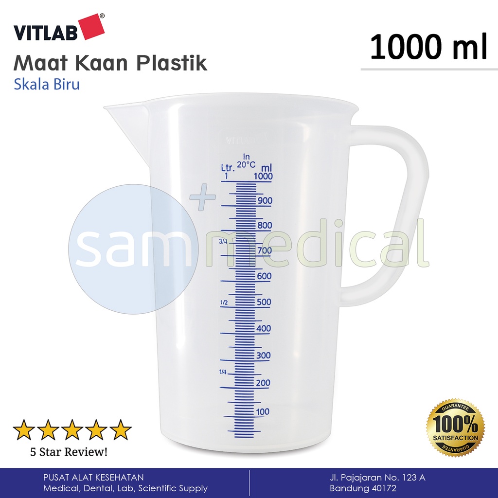 Vitlab Maat Kaan Plastik Skala Biru 1000ml (V442081)