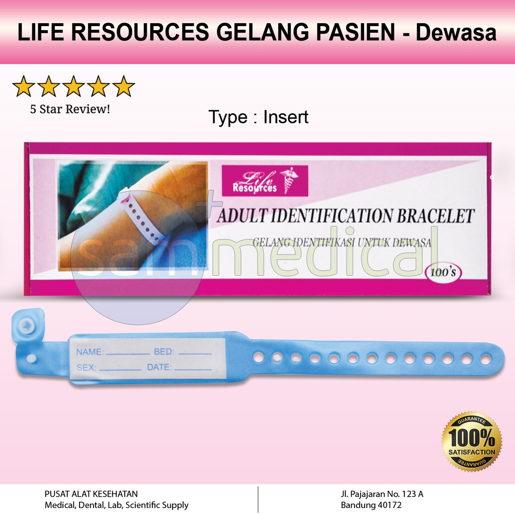 [00120180528] Liferesources Gelang Pasien Biru Dewasa @100pcs