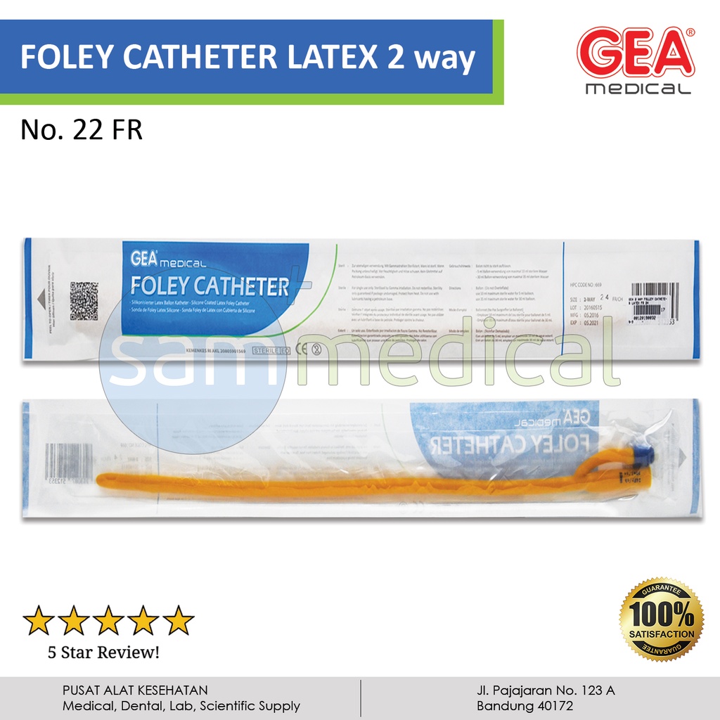 GEA 2 Way Folley Catheter Latex FR 22
