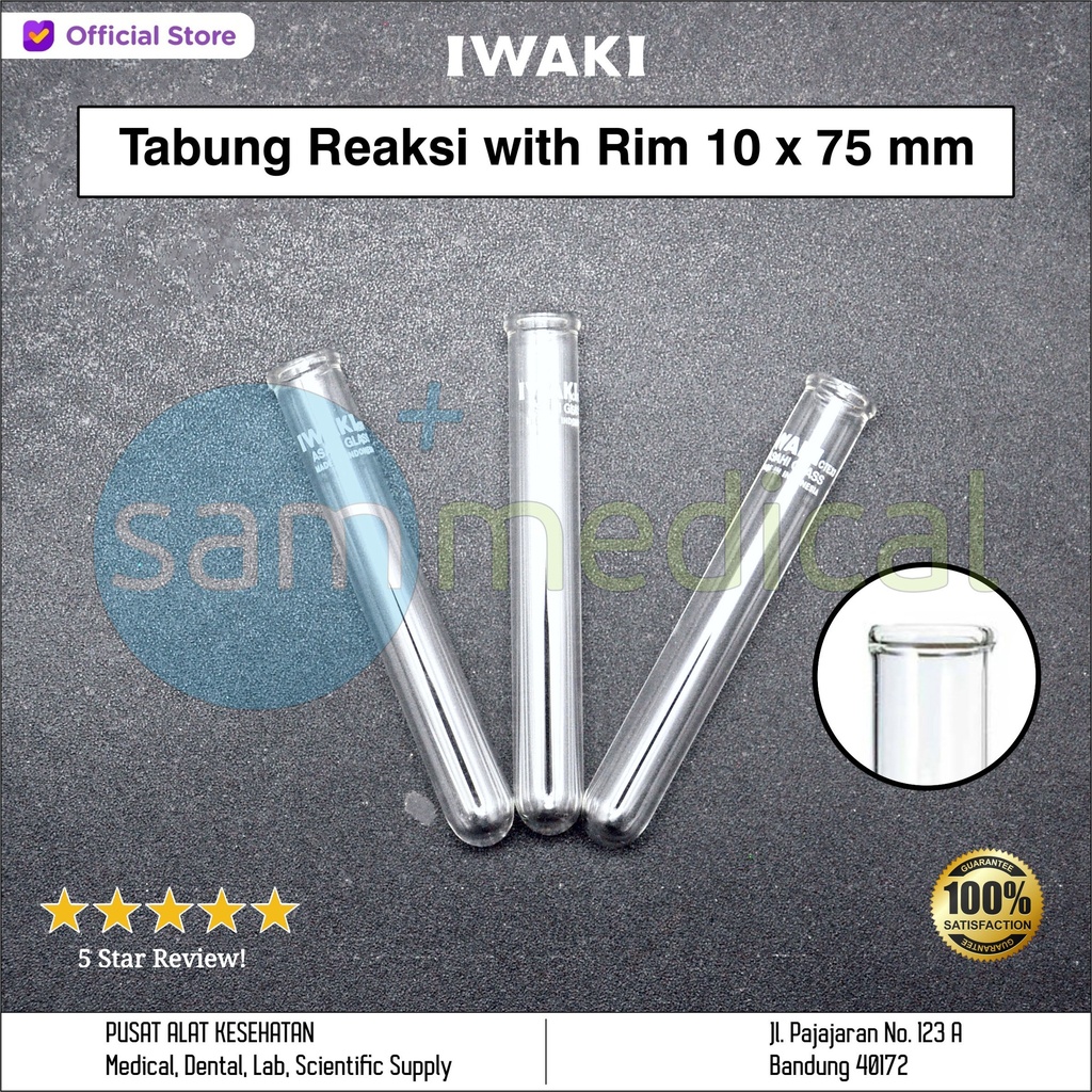 [00320190006] Iwaki Tabung Reaksi With Rim 10x75mm (TEST10-75NP)