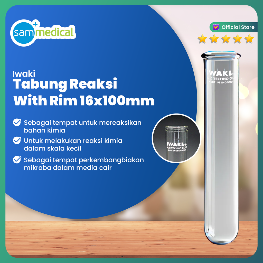 [00320190008] Iwaki Tabung Reaksi With Rim 16x100mm(TEST16-100NP)