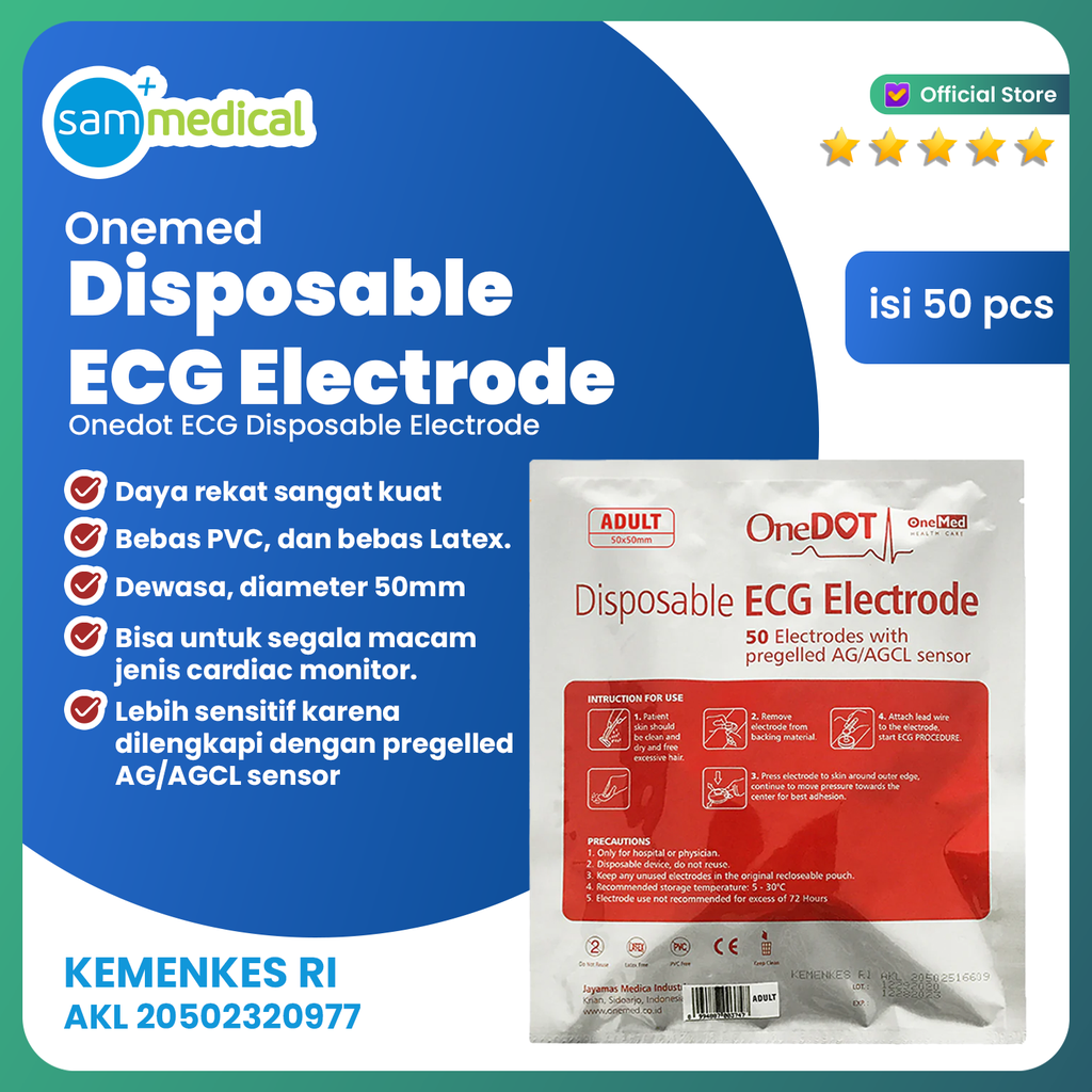 [00120190076] One Med ECG/EKG Electrode Dewasa @50pcs