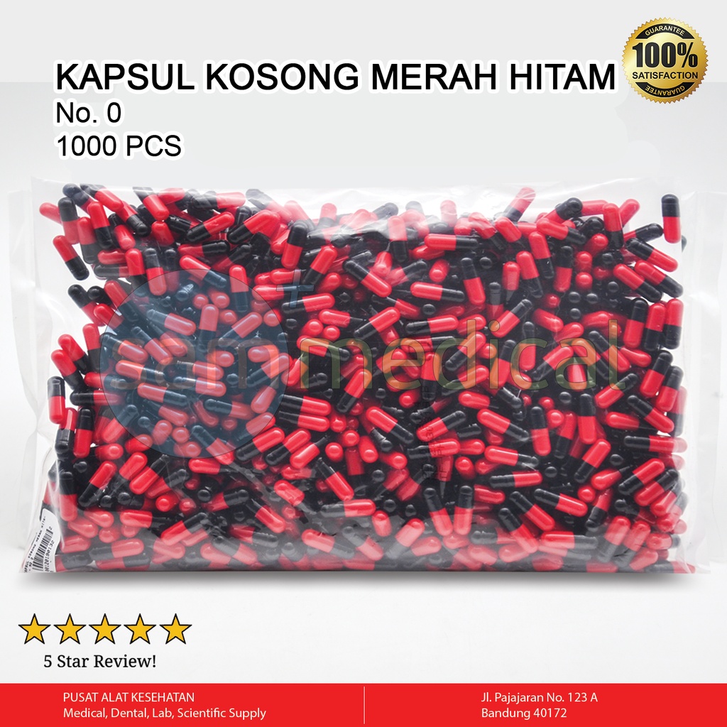 Kapsul Kosong No 0 (500mg) - Hitam Merah