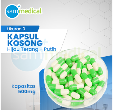 Kapsul Kosong No 0 (500mg) - Hijau Putih