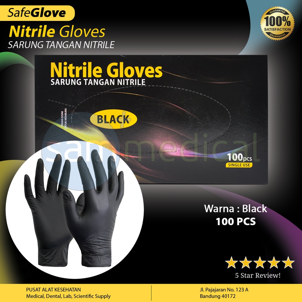 Safe Gloves Nitrile Non Powder Black S @100pcs