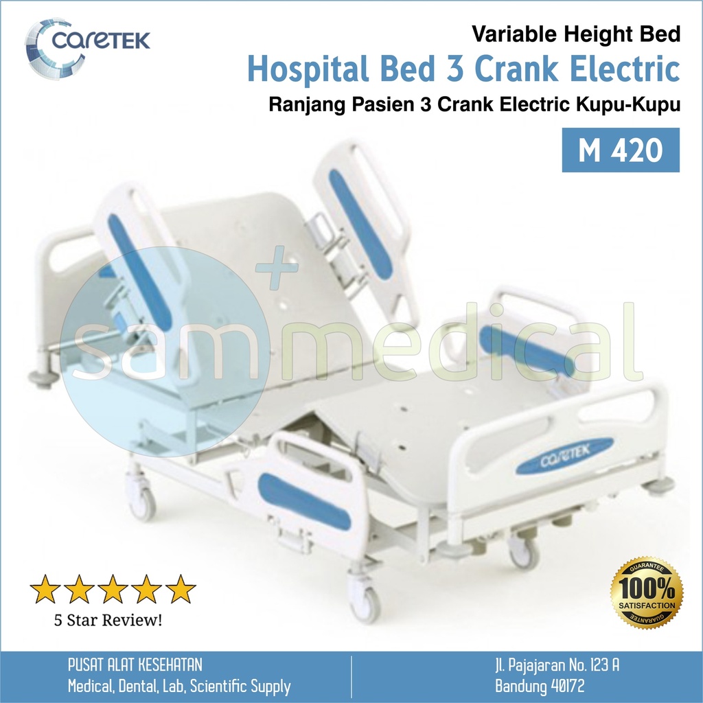 [00120190197] Caretek Hospital Bed 3 Crank Electric Kupu-Kupu M 420