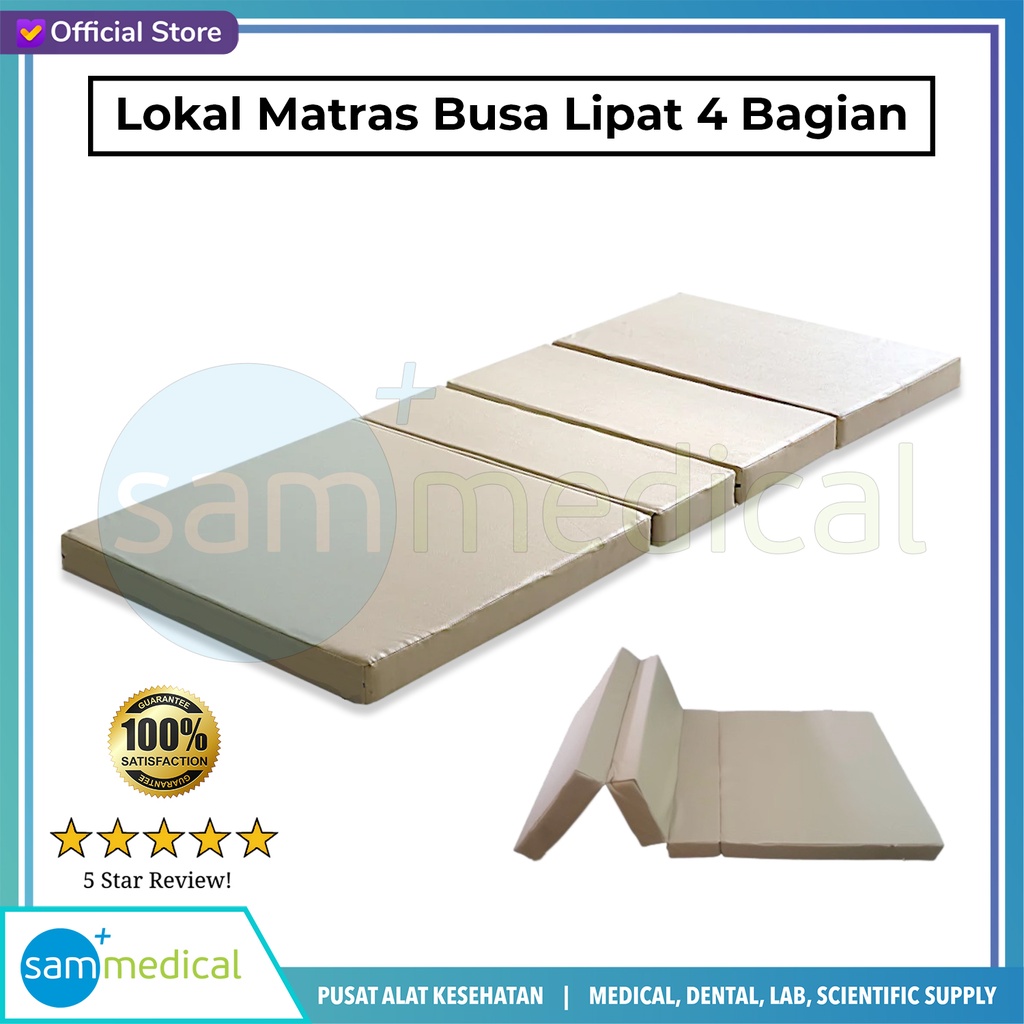 Lokal Matras Busa Lipat 4 Bagian - Cream H=10cm