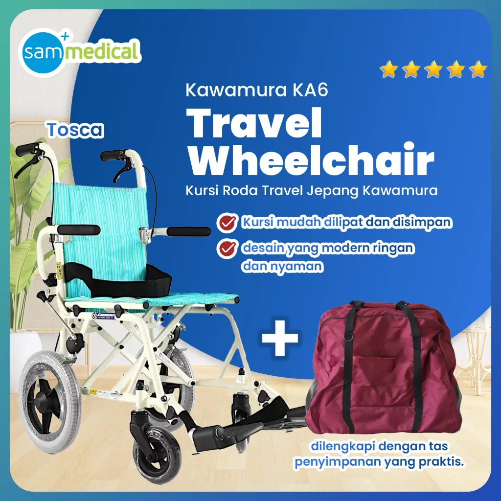 Kawamura Kursi Roda Travelling Hijau Garis Kuning KA6(81)