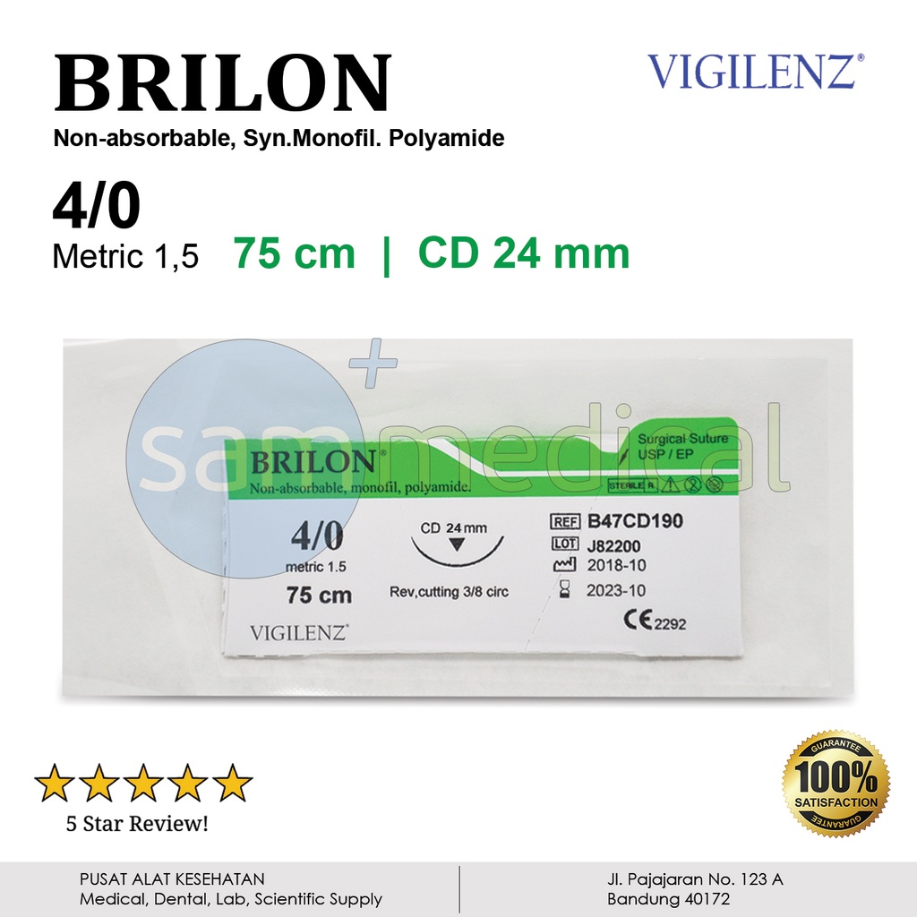 [00120190283] Brilon 4.0 (75cm) + Jarum Kulit Cutting 3/8 (24mm) B47CD240