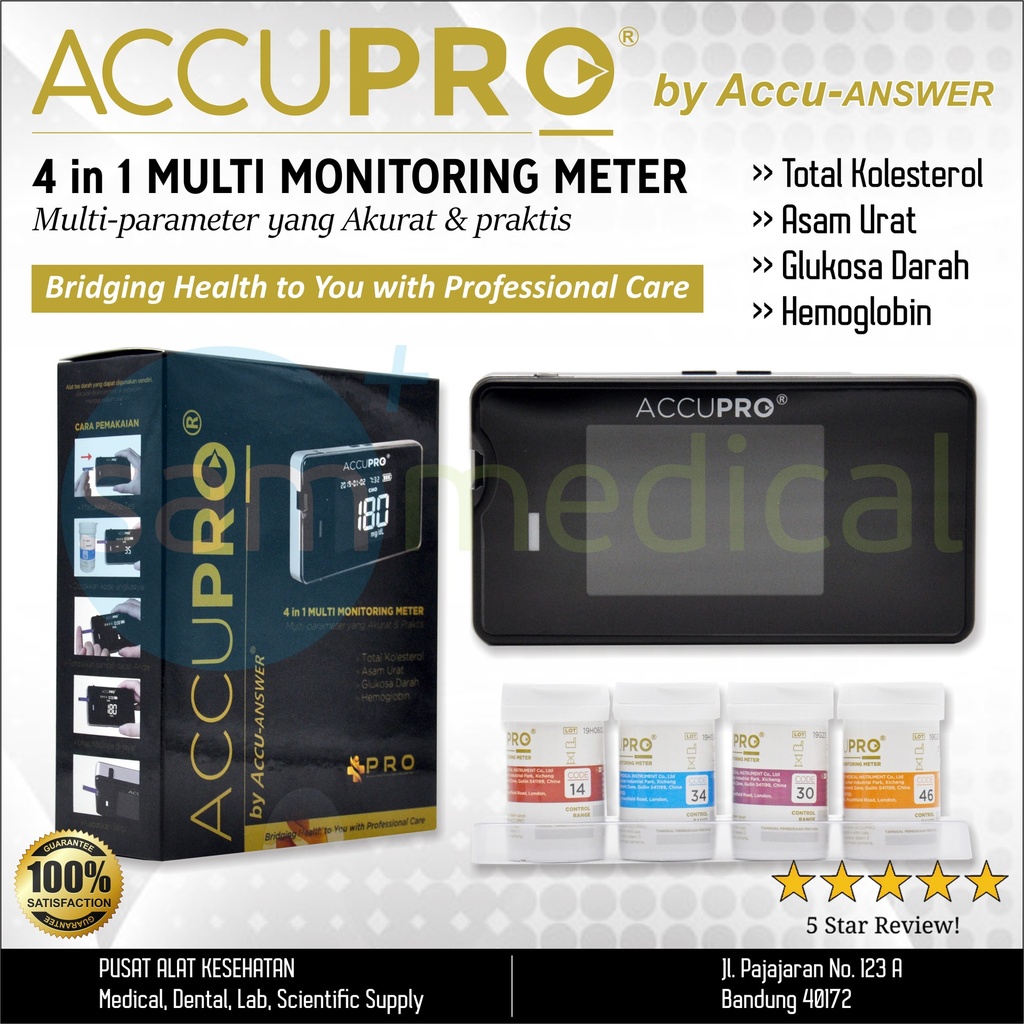 ACCUPRO KOMPLIT SET (Glucose, Cholesterol, Uric Acid & Hemoglobin)