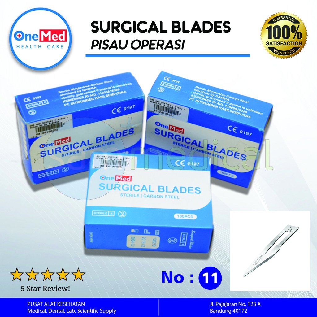[00120190378] One Med Bisturi / Pisau Bedah No 11 @100pcs 