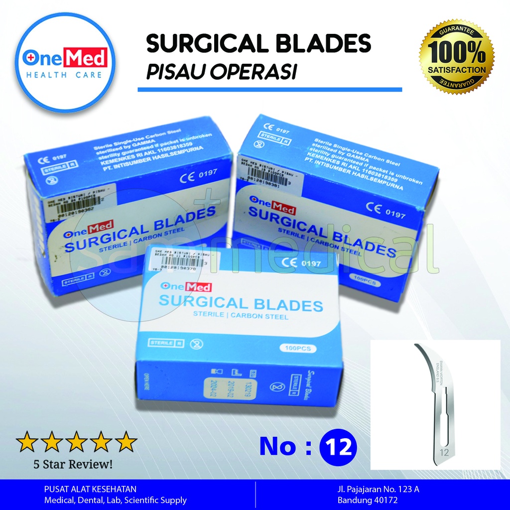 One Med Bisturi / Pisau Bedah No 12 @100pcs