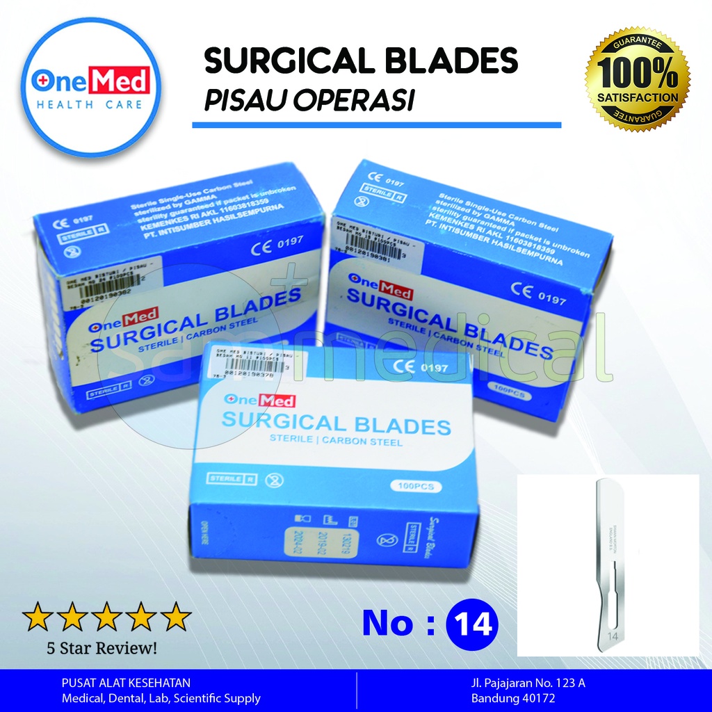 One Med Bisturi / Pisau Bedah No 14 @100pcs