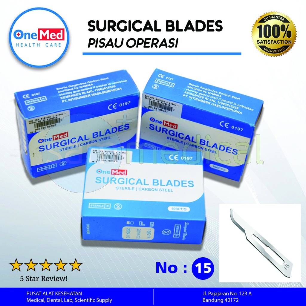 One Med Bisturi / Pisau Bedah No 15 @100pcs