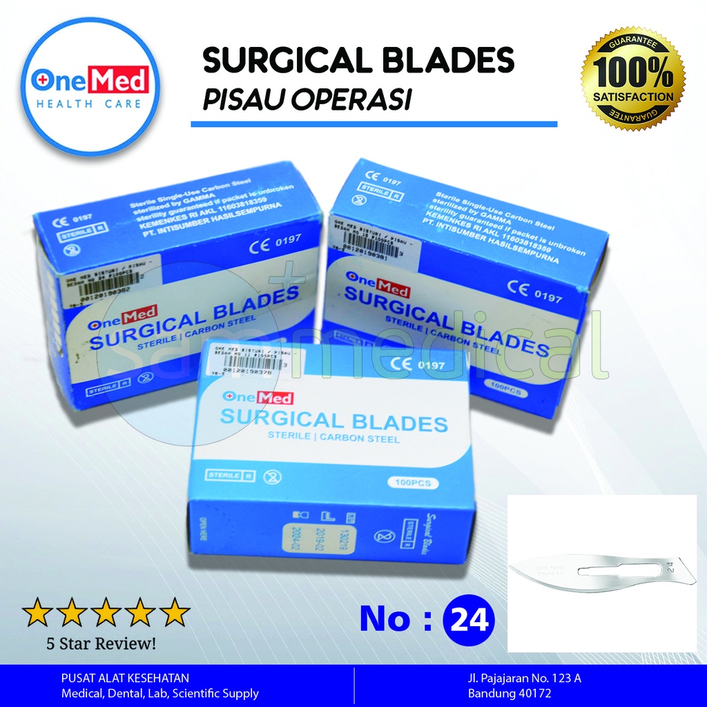 One Med Bisturi / Pisau Bedah No 24 @100pcs