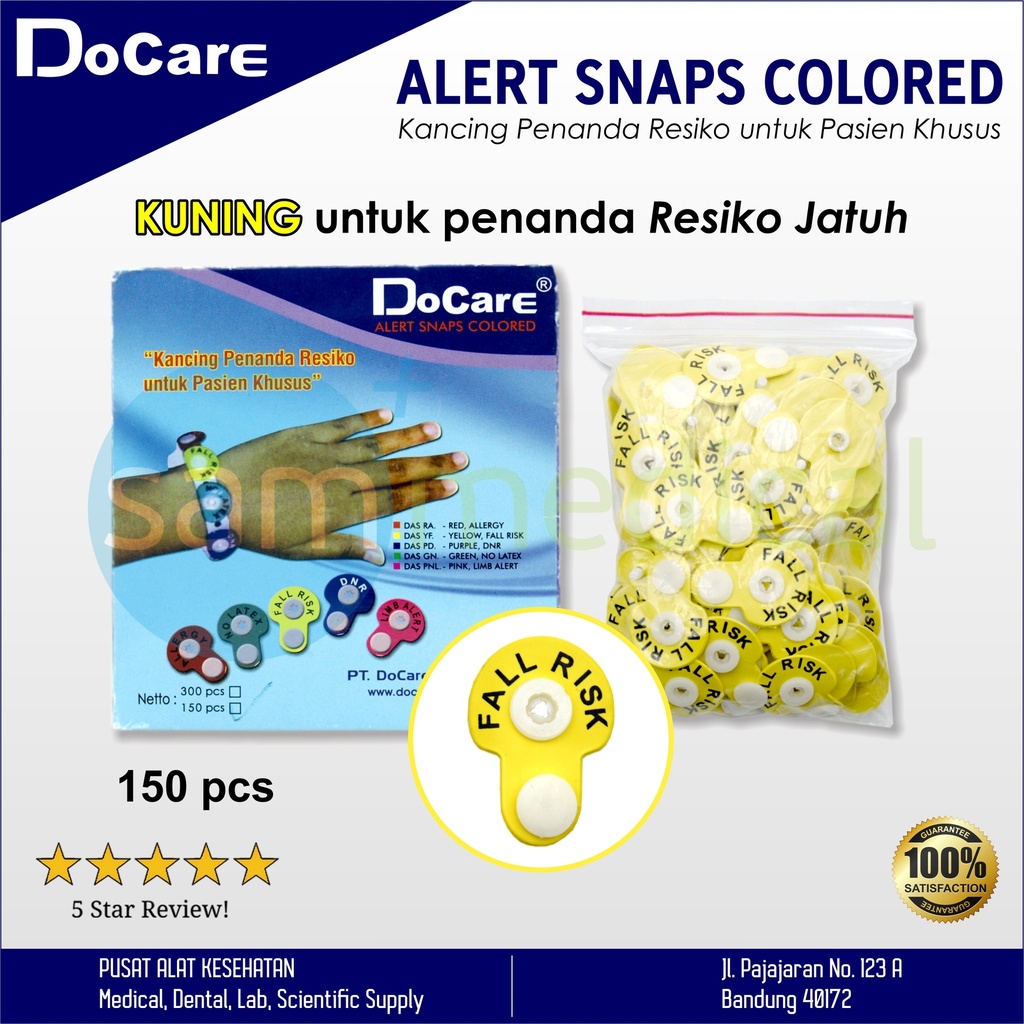 DoCare Alert Snap Yellow - Fall Risk @pcs
