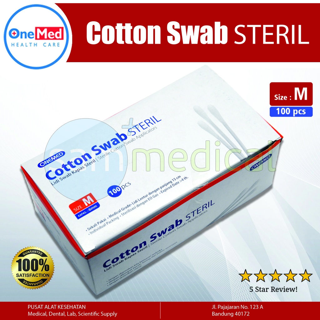 [00120190411] One Med Cotton Swab Steril Size M @pcs
