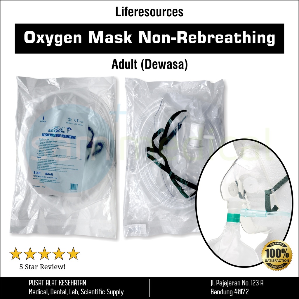 Liferesources Masker Oksigen Non Rebreathing Dewasa