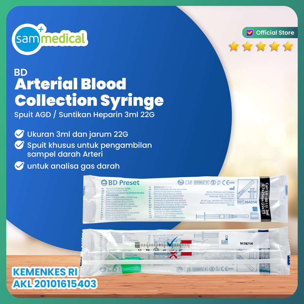 [00120190513] BD Preset Spuit AGD / Suntikan Heparin 3ml 22G
