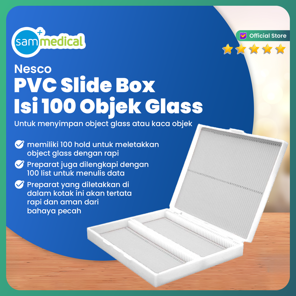 Nesco PVC Slide Box / Kotak Preparat isi 100 Objek (White)