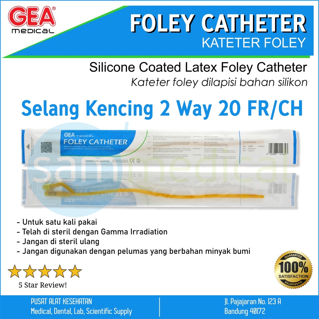 GEA 2 Way Folley Catheter Latex FR 20
