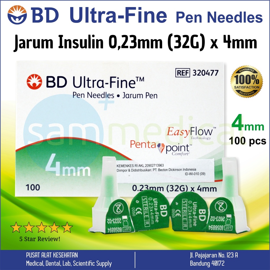 BD Ultrafine Pen Needle 32Gx4mm @pcs Cat 320477