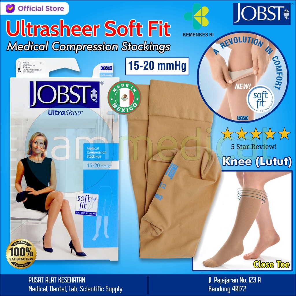 [00120190591] Jobst Ultrasheer Soft Fit Close Toe 15-20mmHg Lutut - Size L