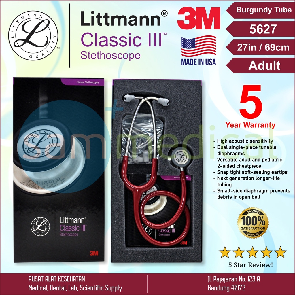 [00120190638] Littmann Classic III Steth Adult Burgundy