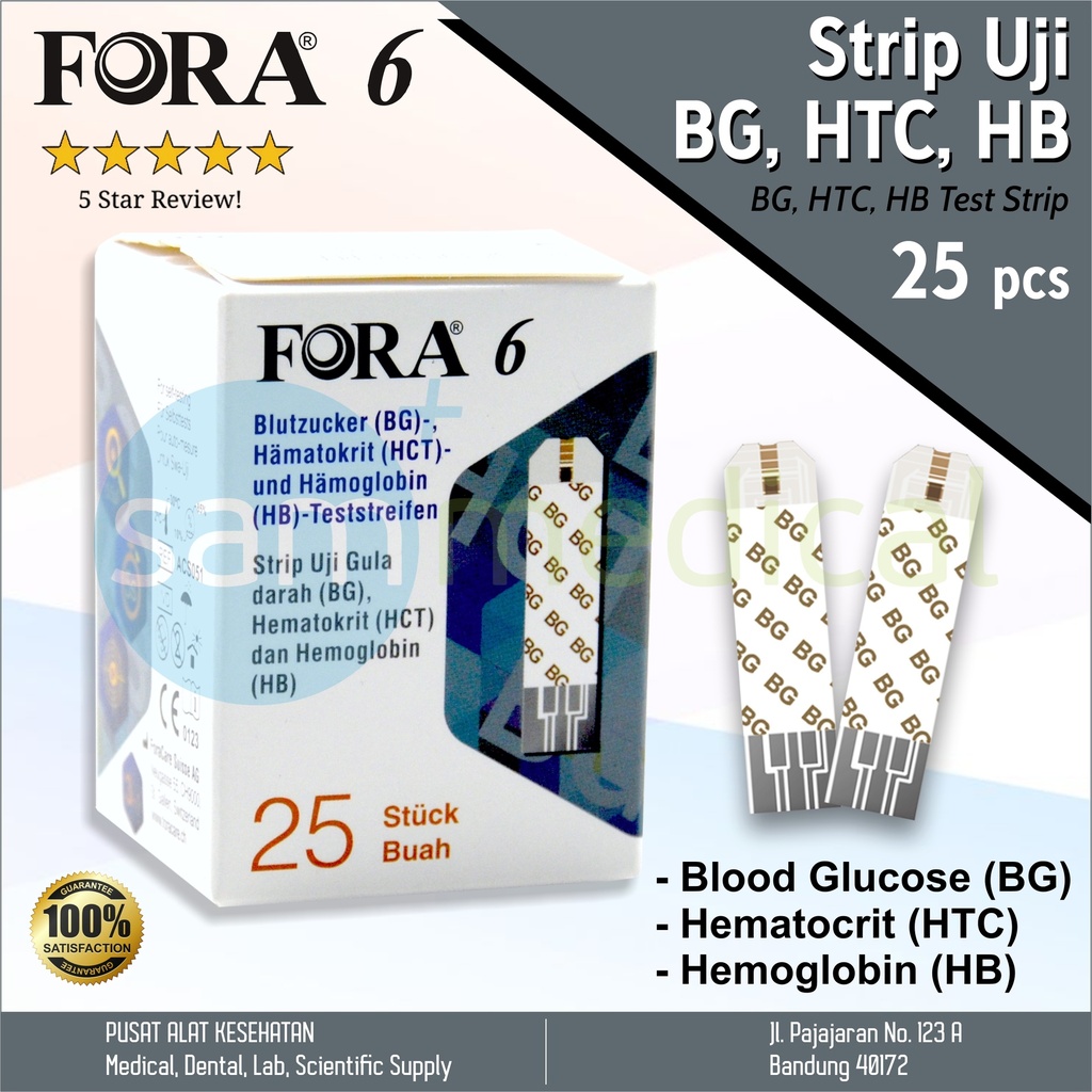 [00120190653] Fora 6 Strip Gula Darah, HB, Hematokrit @25pcs