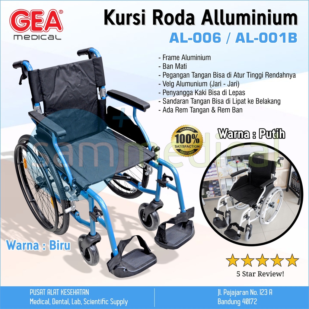 Kursi Roda Alluminium Biru AL-006/AL-001B
