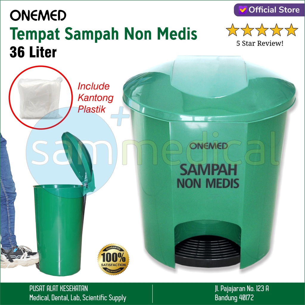 [00120200122] One Med Tempat Sampah Non Medis (Hijau) 36Liter