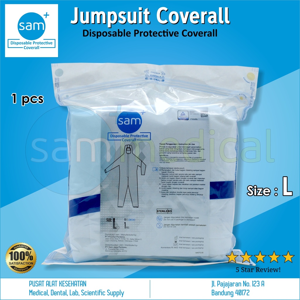 [00120200160] SAM+ Jumpsuit Cover All Blue - Size L